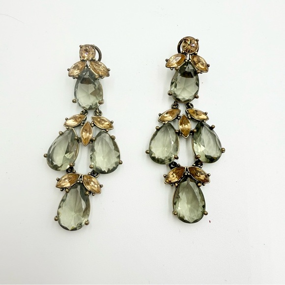 Vintage J. Crew Large Long Clear Rhinestone Crystal Dangle Earrings - Picture 5 of 6